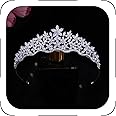Jorsnovs Cubic Zirconia Small Crowns for Women CZ Wedding Tiaras Zircon Birthday Hair Accessories Princess Sweet 16 Headpiece (C-Silver)