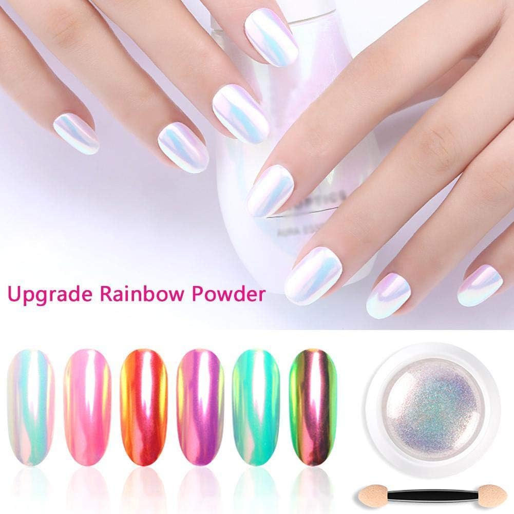 Chrome Pearl Shell Powder Nail Glitter Pigment Rainbow Neon Color