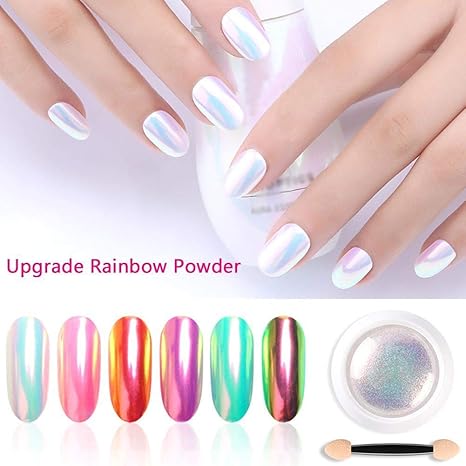 Chrome Pearl Shell Powder Nail Glitter Pigment Rainbow Neon Color