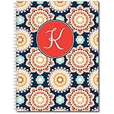 Modern Floral Personalized Monogram Spiral Notebook / Journal, 120 College Ruled or Checklist Pages, durable laminated cover, and wire-o spiral. 8.5x11 | 5.5x8.5 | Made in the USA