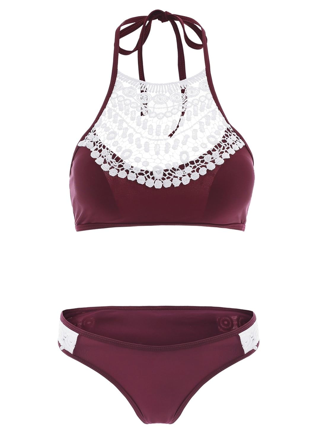 hannea lace spliced cut out halter top bikini