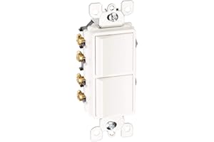 Leviton 15 Amp, 120/277 Volt, Decora Brand Style 3-Way / 3-Way AC Combination Switch, Commercial Grade, Grounding, 5643-W, White