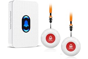 Daytech Wireless Caregiver Pager Call Button for Elderly at Home Life Alert Systems for Seniors/Patients/Disabled 2 Emergency Button 1 300+Feet Receiver