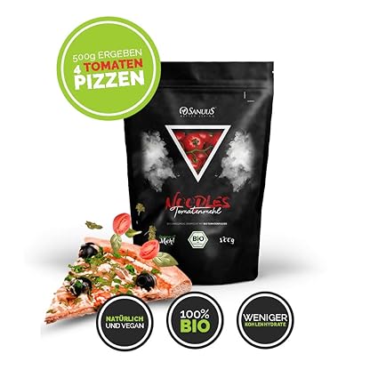 500g SANUUS Bio Pizza & Pasta Tomaten-Teig Backmischung 100% Natürlich (Tomatenpulver + Dinkelmehl)