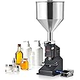 VEVOR Pneumatic Paste Liquid Filling Machine, 5-50ml Adjustable Bottle Filling Machine, Stainless Steel Liquid Filler with Pedal & 10L Hopper for Drink Essential Oil Shampoo Cosmetic Honey Lotion