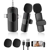 Caiceino 3-in-1 Wireless Lavalier Microphone for iPhone&amp;Android,mini Microphone for Camera,mini mic with Noise Cancellation,Plug &amp; Play,Long Battery Life for YouTube/TikTok/Vlog Recording