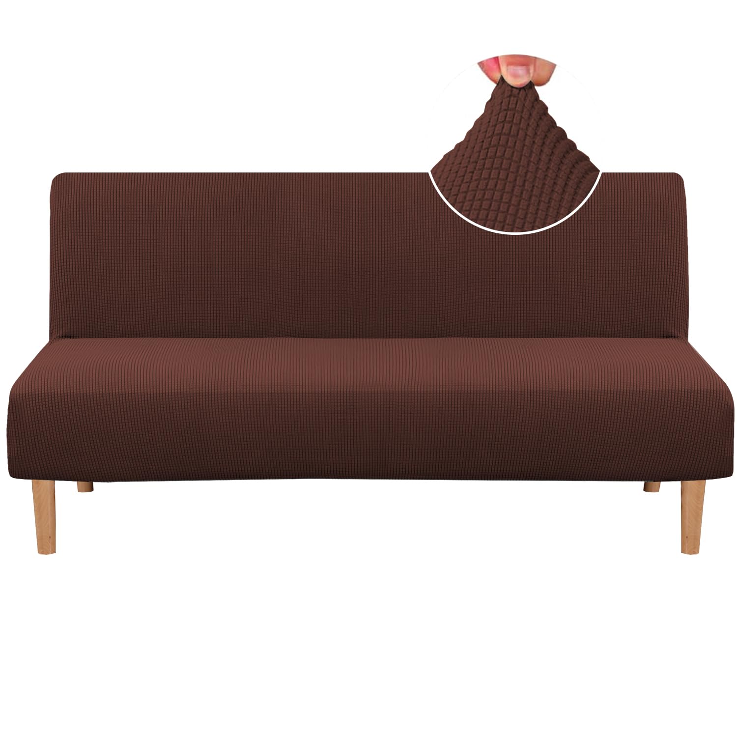 Photo 1 of H.VERSAILTEX Armless Futon Cover Stretch Sofa Bed Slipcover Protector Elastic Feature Rich Textured High Spandex Small Checks Jacquard Fabric Futon Cover, Machine Washable, Burnt Brick