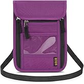 ROOSALANCE Passport Holder for Travel, Neck Pouch Travel Wallet With RFID Blocking, Waterproof Lightweight Passport Wallet for Women and Men (Purple)