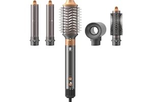 Hair Dryer Brush, webeauty 5 in 1 One Step Professional Hot Air Brush Set for Fast Drying, Curling Drying, Straightening Combing, Hair Styler [Ceramic Coating] [Negative Ion] 110000 RPM White (Gold)