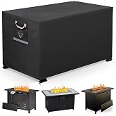 QH.HOME Fire Pit Cover Rectangular 42", 600D Heavy Duty 100% Waterproof | Fits 39-42 Inch Outdoor Propane/Gas Fire Pit Table,Fade &amp; Tear resistant with hook-and-loop straps &amp; Drawstring for Windproof