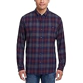 Weatherproof Vintage Men's Classic Long Sleeve Plaid Flannel Button Down Collar Casual Shirt (Red, XL), X-Large
