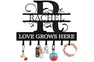 Personalized Key Holder for Wall - Custom Family Name Key Holder Wall Mount, Key Organizer Rack with Monogram Design, Key Rac