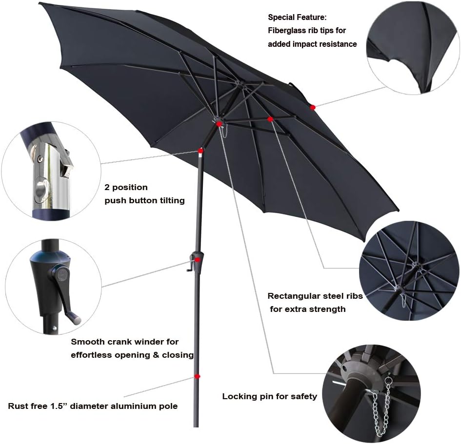 Amazon Com C Hopetree 10 Ft Outdoor Patio Market Umbrella With Tilt Black Garden Outdoor