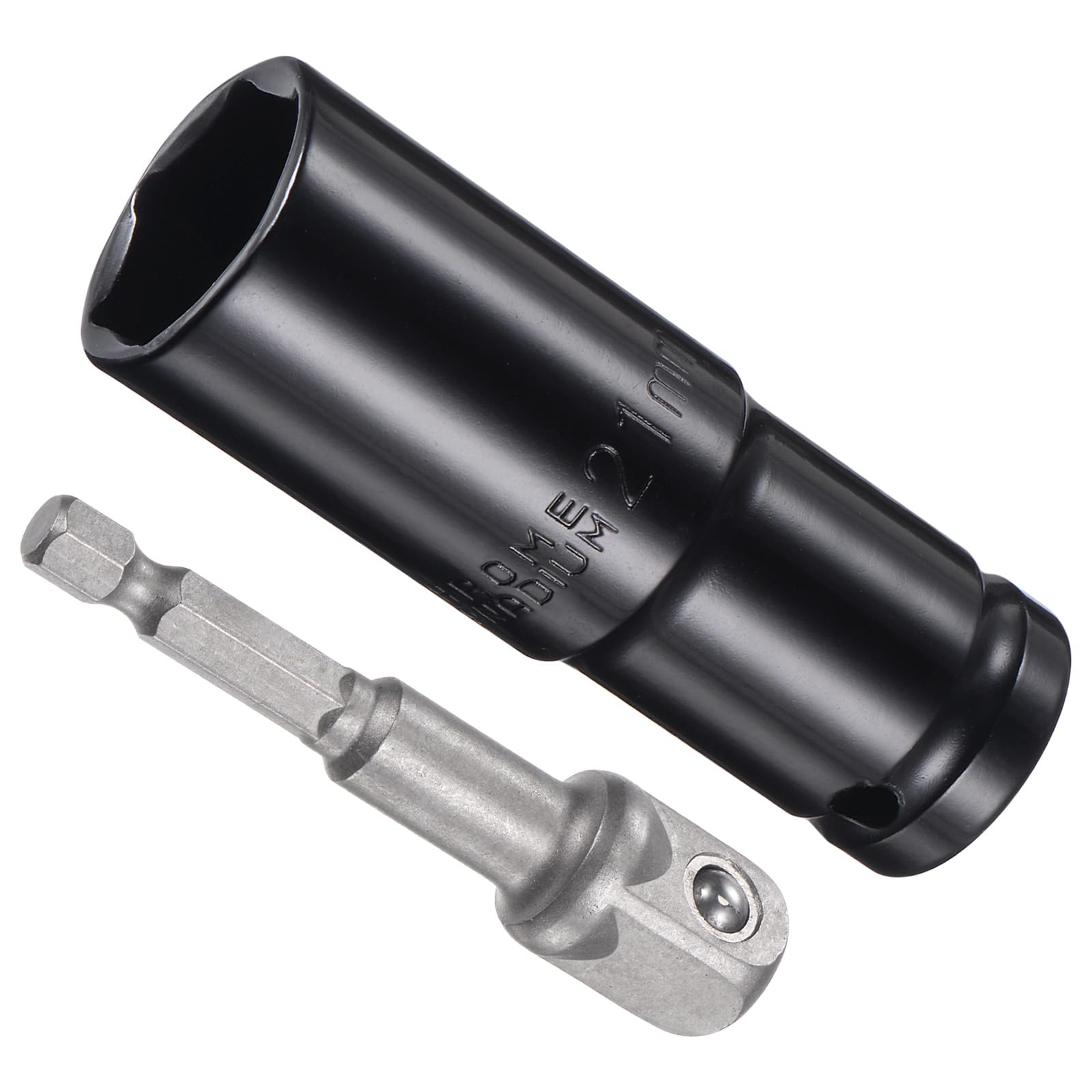 CoCud Deep Socket Set, 21mm Socket 3" Length 1/2" Drive, CR-V 6-Point Drive Socket Accessory Set with 1/4" Socket Adapter - (Applications: for Electric Hand Drill Screwdriver)