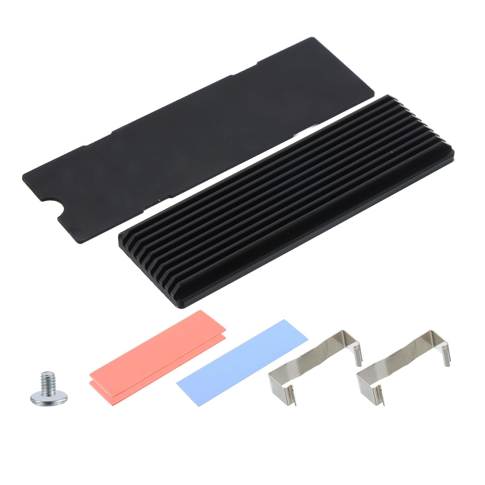 uxcell 1 Pack M.2 2280 SSD Heatsink with Heat Sink Base,Silicone Thermal Pads,High Conductivity Pads,Screws,Black