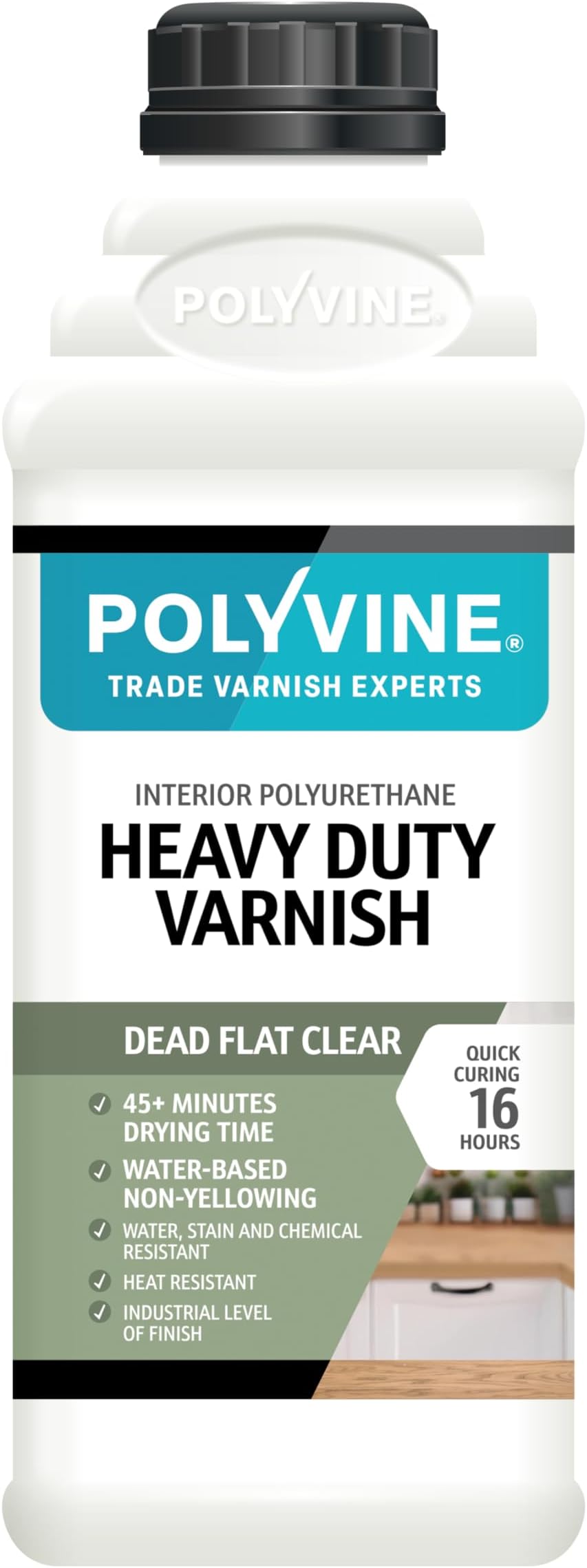 Polyvine Heavy Duty Interior Varnish Satin or Dead Flat 1L