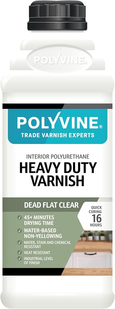 Polyvine Heavy Duty Interior Varnish Satin or Dead Flat 1L