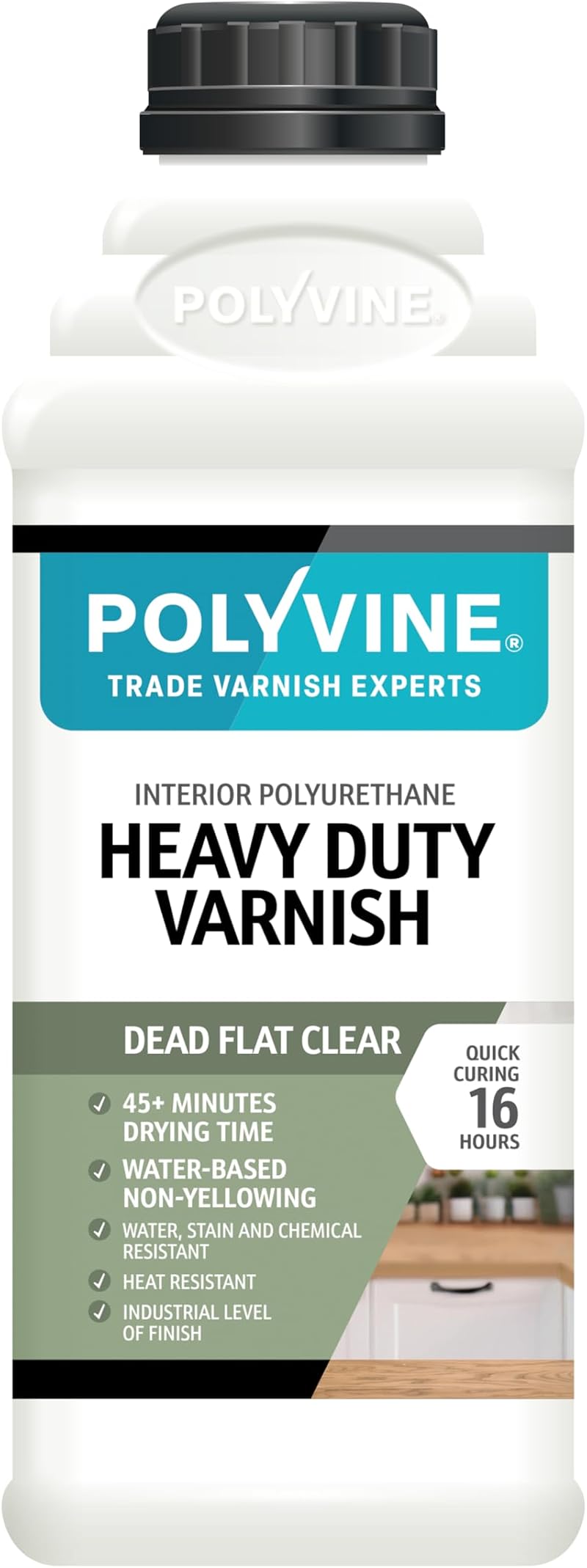 Polyvine Heavy Duty Interior Varnish Satin or Dead Flat 1L