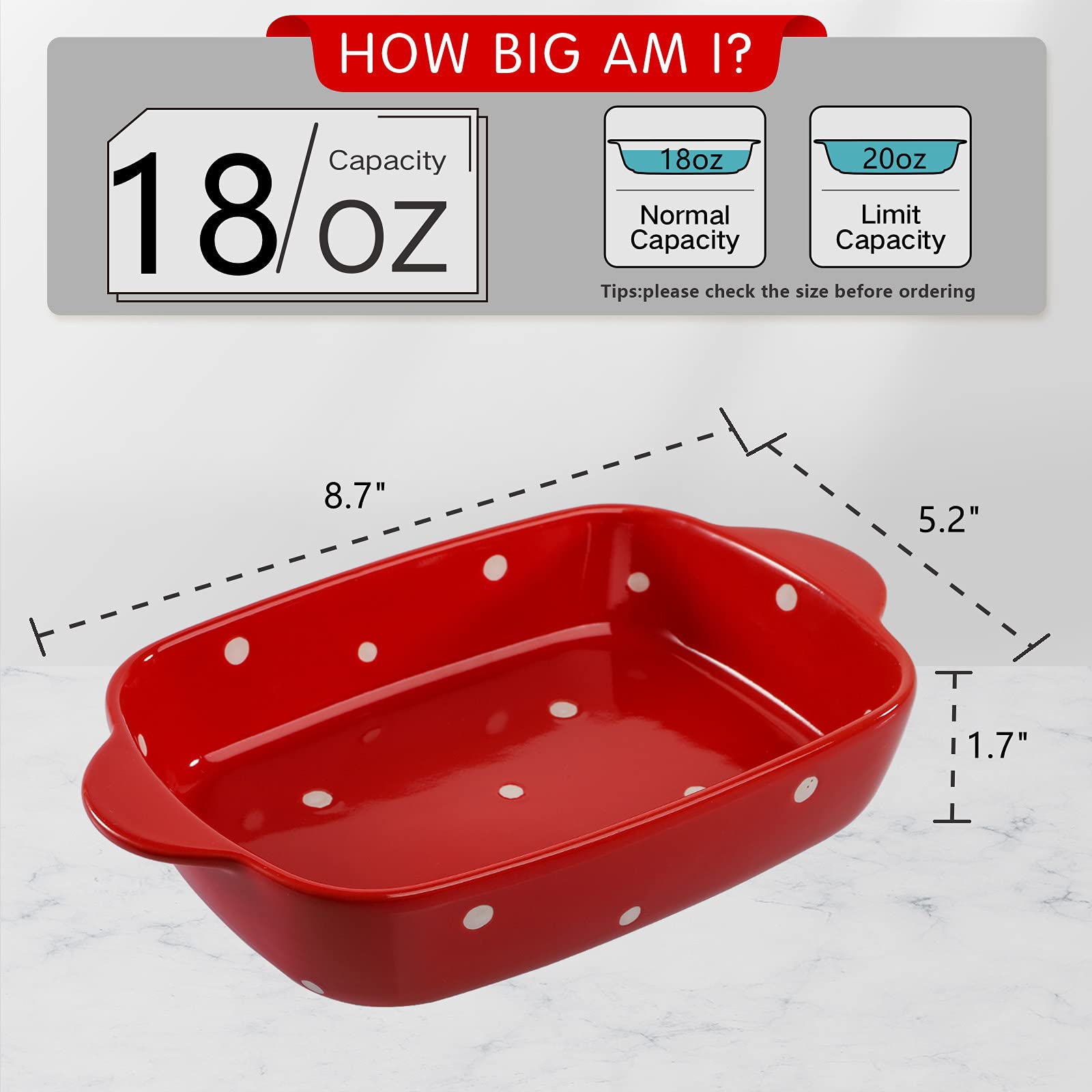 AVLA Set of 4 Ceramic Small Casserole Dishes, 7