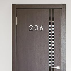3 Inch Modern House Numbers, Brushed silver Mailbox
