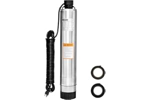 WASSERMANN 4" Septic Pump Water Submersible Effluent/Cistern Bottom Suction Pump with 33FT Cable,3/4HP,115V/60HZ,32GPM,174FT Head,Stainless Steel Septic pump for septic tank