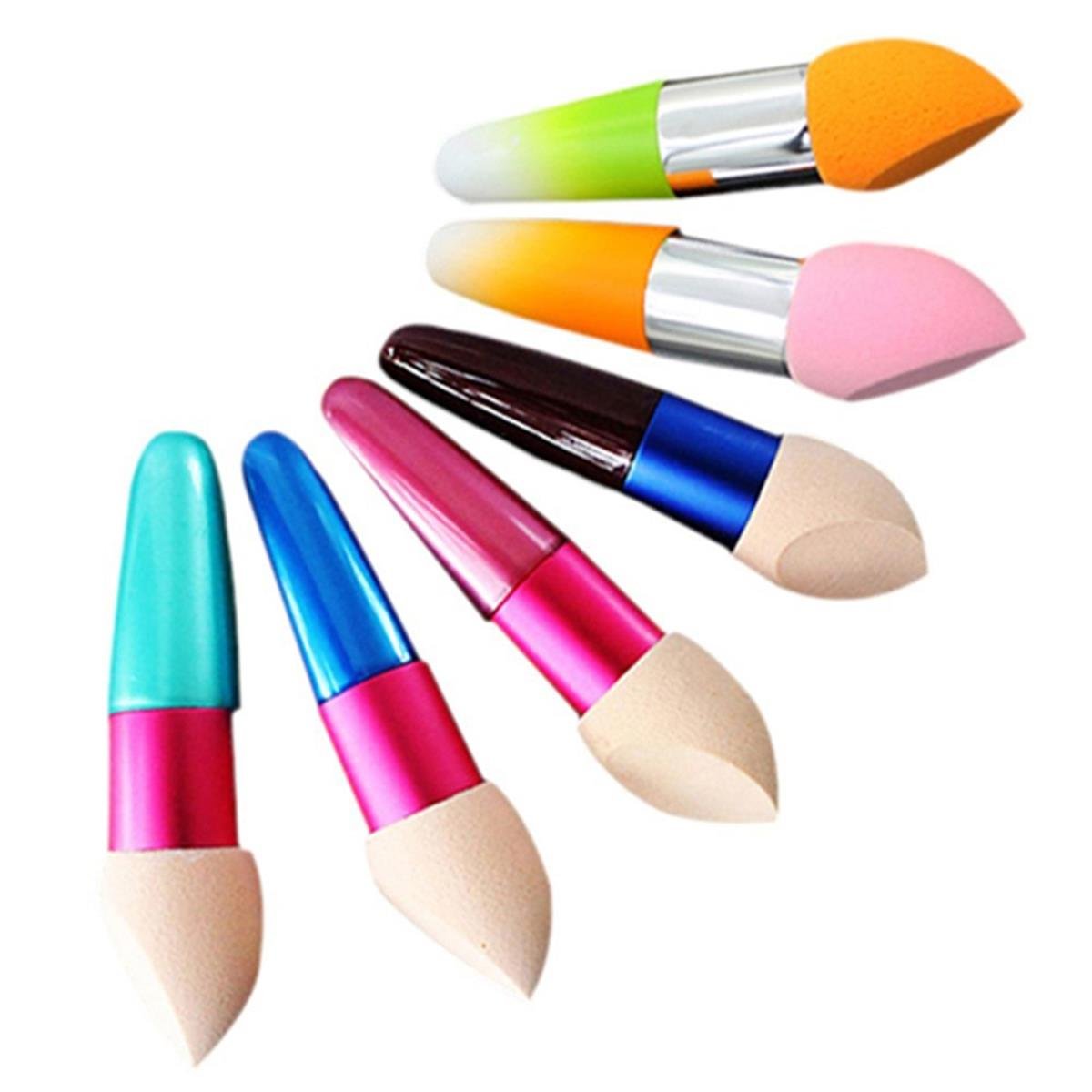 LONGQI 2Pcs/Set Powder Puff Pen Liquid Cream Foundation Concealer Bevelled Shape Sponge Brush