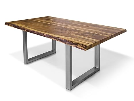 DAKOTA Esstisch Akazie lackiert / Metallfuß, 180 x 100 cm