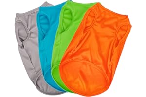 Hozz 4 Pieces Dog Shirts Pullover Soft Blank Puppy T-Shirt Small Dogs Colorful Solid Pet Summer Clothes Grey Green Orange Navy Blue Plain Shirts Sleeveless Outfit for Puppy Pet no Shrink L