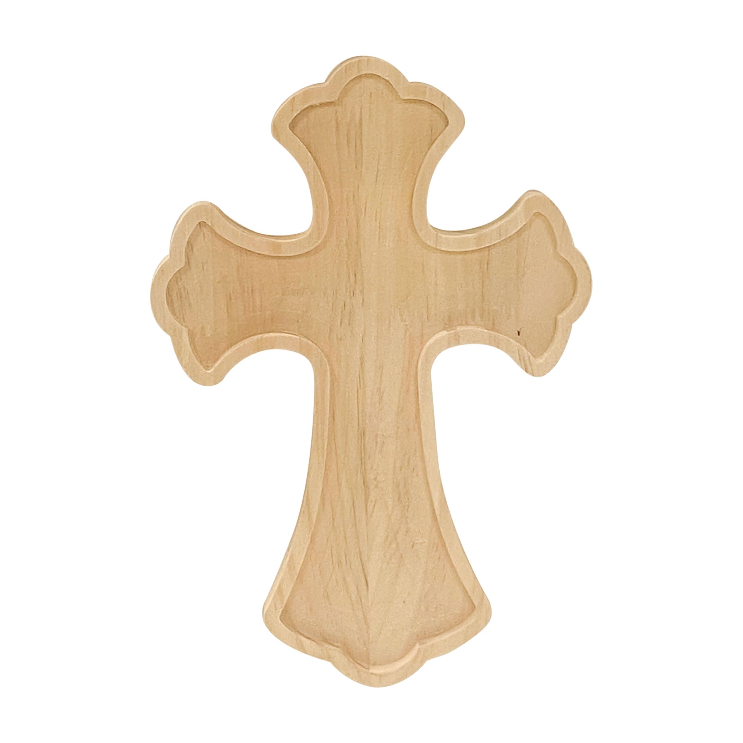 Photo 1 of 12 Pack 10 Inch Unfinished Wood Crosses Natural Solid Wooden Cross for Crafts (10 x 6.8 x 0.6 Inches)