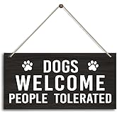 Dog Wall Art Sign Decor, Dogs Welcome People Tolerated, Dog Welcome Sign for Font Door Outside Decor Dog Hanging Wood Wall Art Sign Home Decoration, Housewarming Gifts for Dog Mom Dad Owner Lover