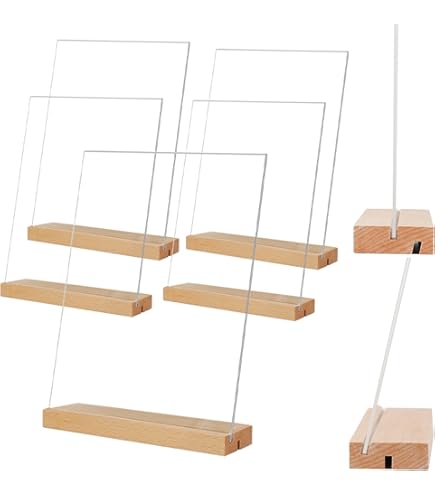 MaxGear L/T Shape Acrylic Sign Holder, 5 X 7 Clear Table Display Stand With Wooden Base, Flyer Menu Holder Photo Frames Paper Stand For Office, Wedding, Restaurants, Hotels 3 Pack - View #6