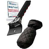 LYVANAS Car Ice Scraper for Car Windshield with Glove - Warm and Dry Hands | Ergonomic Professional Snow Scraper for Car with Glove - High Efficiency Combined with High Comfort
