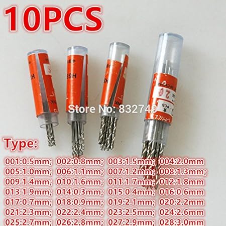 Generic 10Pcs 0.3-3.0mm HSS-4341 Metalworking HSS Straight shank twist bit for Electrical Drilling Tools