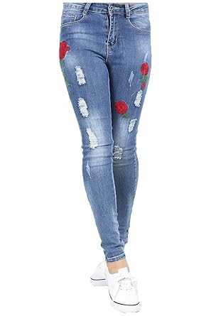 jeans with roses on them