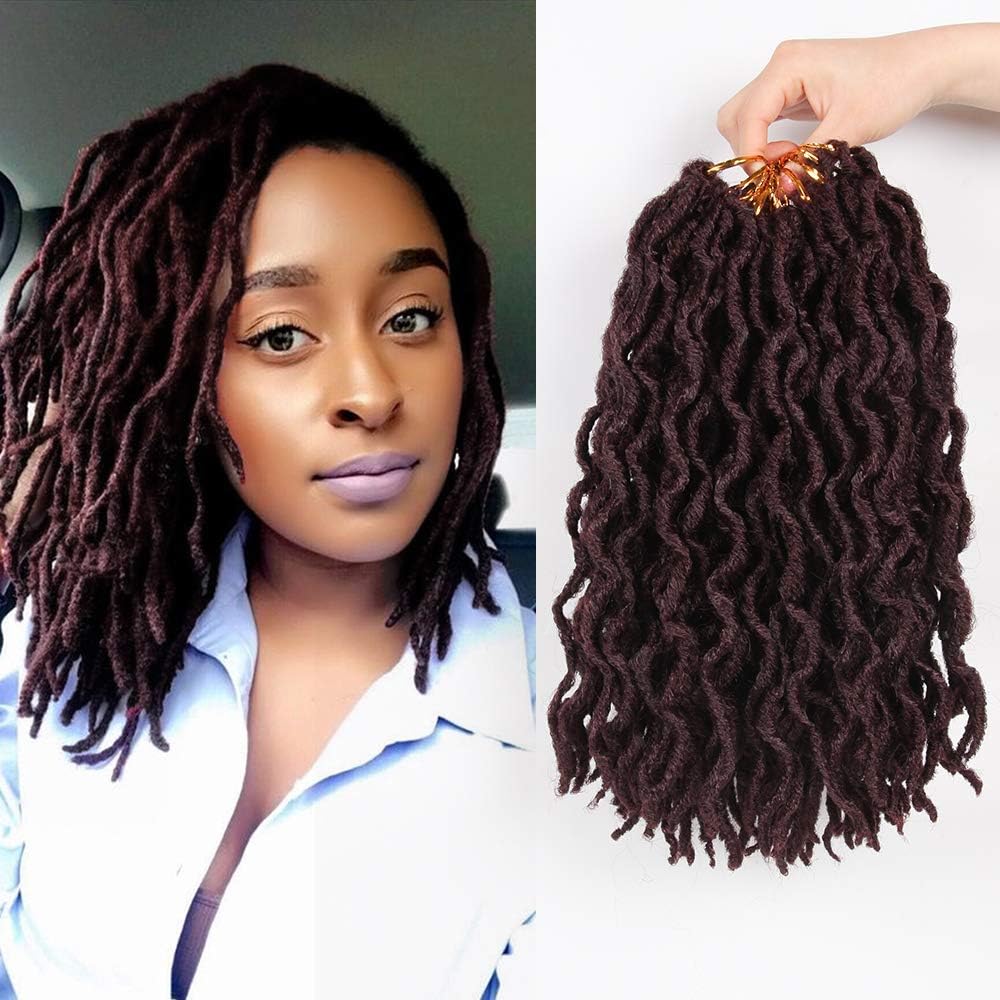Bo Locs Crochet Hair 6 Packs 12inch Nu Locs Crochet Hair Extensions Kanekalon Dreadlock Crochet Twist Hair Curly Faux Locs Crochet Braids (20 Roots/Pack) #99J