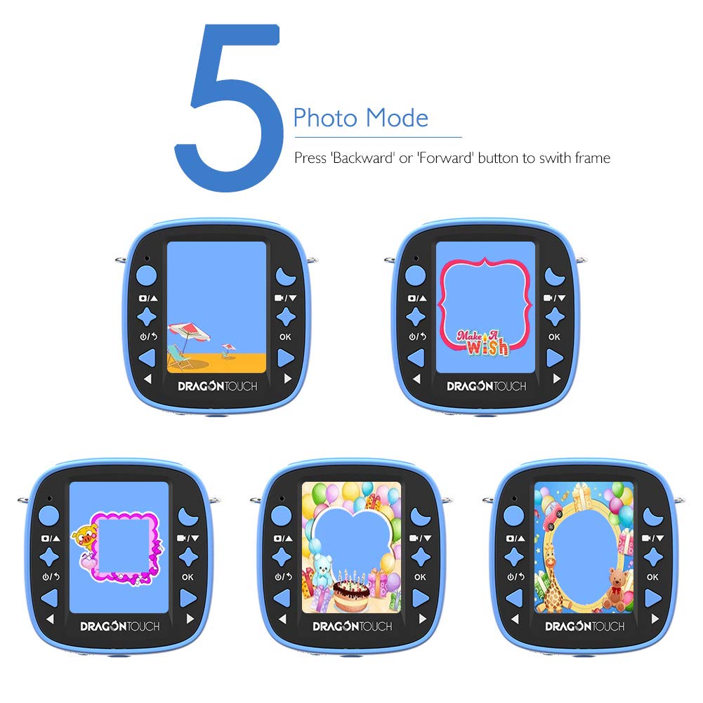 Dragon Touch Kidicam 1080P Kids Action Camera 30m Waterproof Camera (Blue)