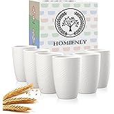 Homienly Kitchen Cups 12 OZ Wheat Straw Drinking Glasses–Unbreakable, Lightweight & Reusable Alternative to Plastic Cups,Dishwasher Safe Cups for Kitchen & Outdoor Use (White, 6 PCS)