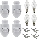 Creative Hobbies Plug in Night Light Module Includes 4 Bulbs and 4 Metal Clips, Great for Making Your Own Decorative Night Lights, Pack of 4 (White)