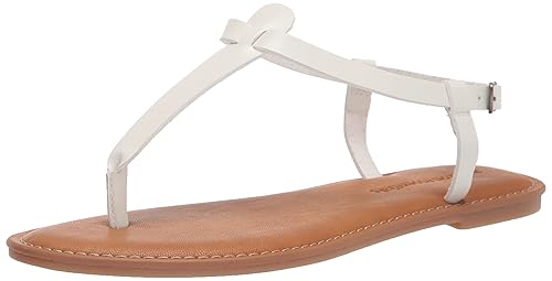 Amazon Essentials Women's Casual Thong Sandal with Ankle Strap, White, 11.5