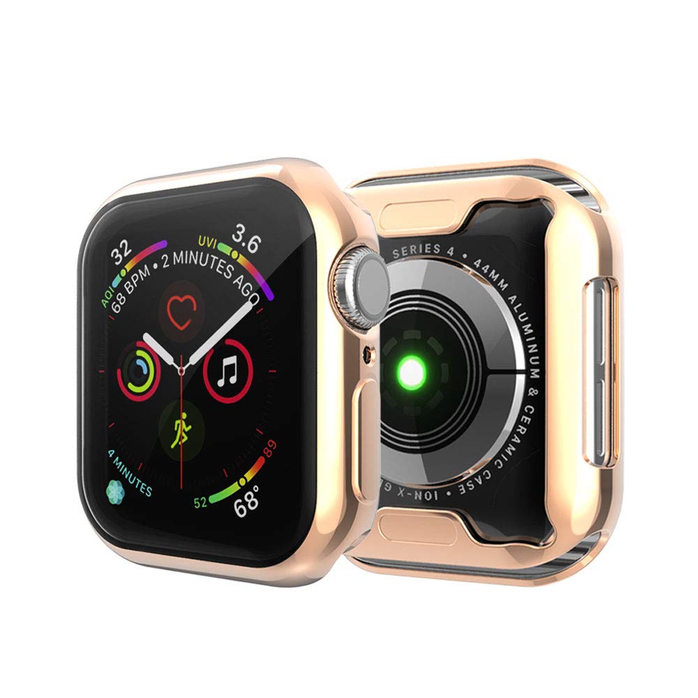 MroTech Case compatible with Apple Watch Series 6 5 4 SE 40mm iWatch Protective Case with Screen Protection Cover Full Case Coverage All-Round Housing Soft TPU Frame Cover Case-40 mm Rosegold