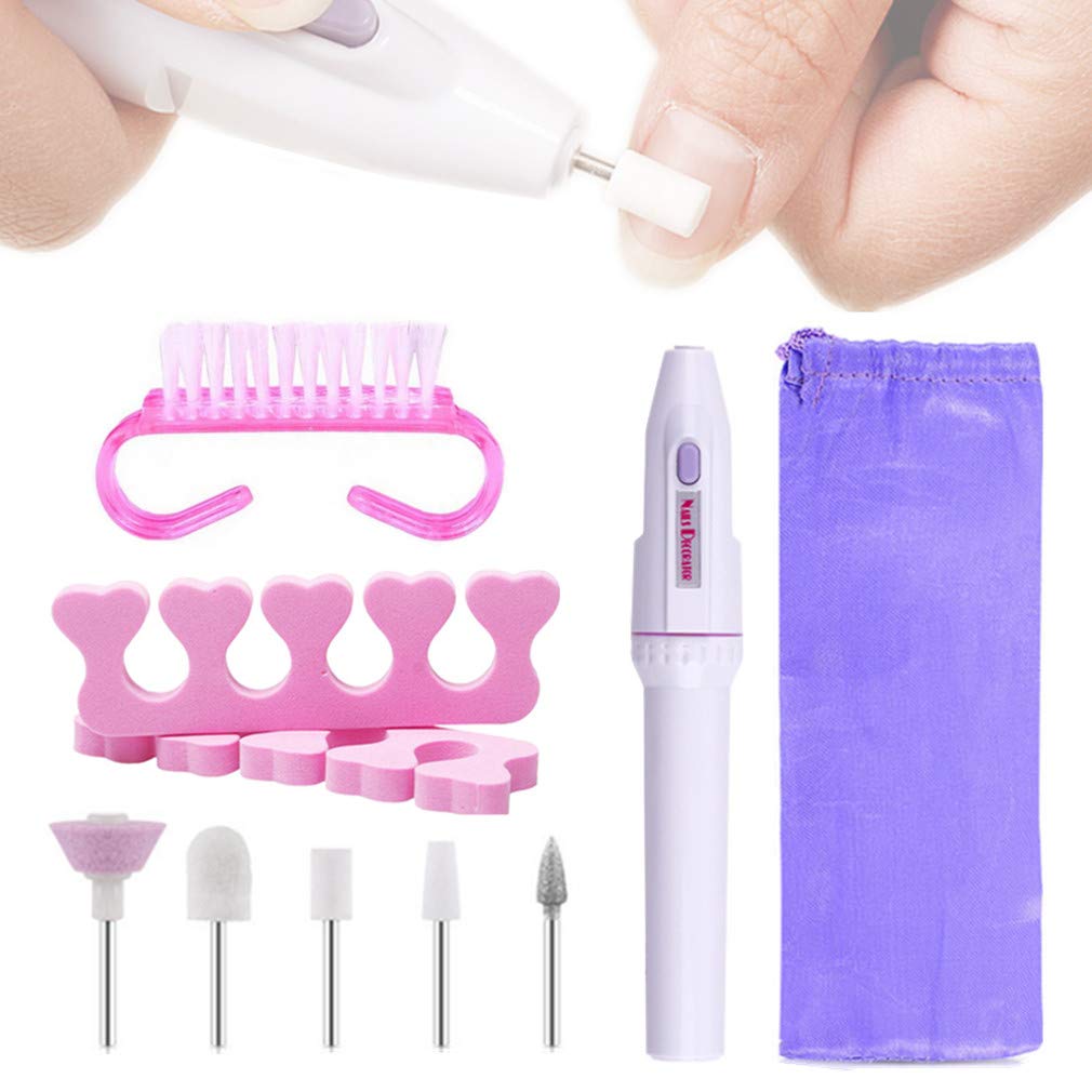 5-in-1 Electric Manicure Set, Nail Drill File Grinder Grooming Kit with Nail Brush and Foam Toe Separators, Callus Remover Nail Buffer Polisher Nail Art Pedicure Kit for Home Salon by RuiChy