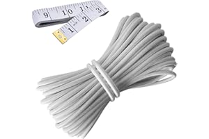 HEMYLU Elastic Cord 1/8 Inch (3MM) x 33FT, White Elastic String Bungee Shock Cord with Nylon Sleeve and Heavy Strength for Crafting DIY Sewing