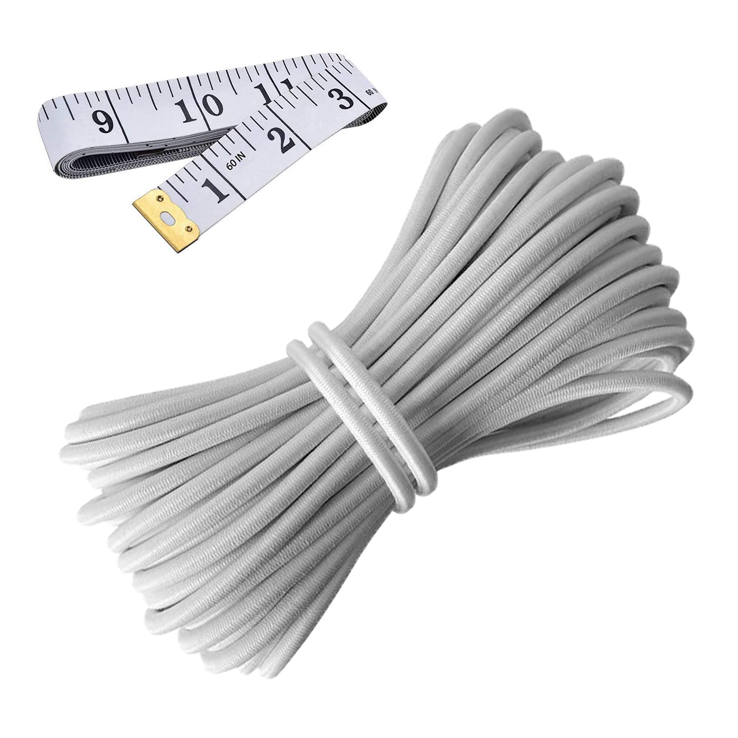Photo 1 of HEMYLU Elastic Cord 1/8 Inch (3MM) x 33FT, White Elastic String Bungee Shock Cord with Nylon Sleeve and Heavy Strength for Crafting DIY Sewing