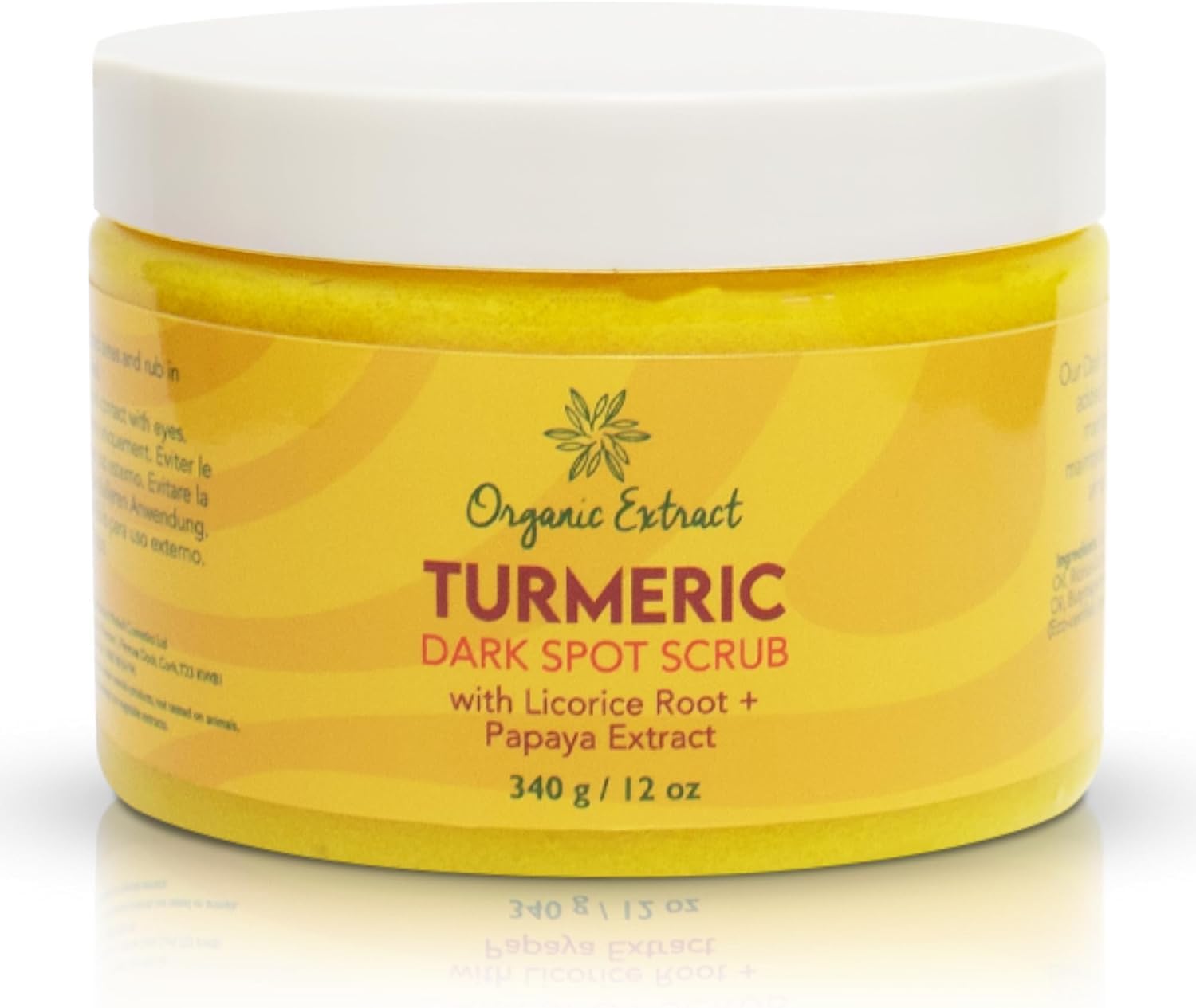 Organic Extract Turmeric Face Scrub - 12 fl oz / 340g - Skin Brightening Scrub For Face - Exfoliating Cleanser, Evens Out Skin Tone - Deep Cleansing, Moisturizing Facial Scrub with Papaya extract
