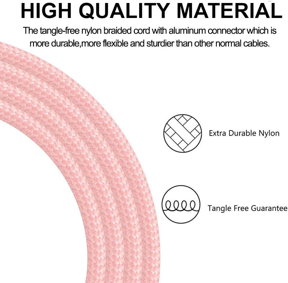 Boost Chargers 5V USB Wall Charger Power Adapter 1A Cube for Plug Outlet w/ 10FT Nylon Braided Charging Pad Cable Cord (Pink) 2 Pack: Home Audio & Theater