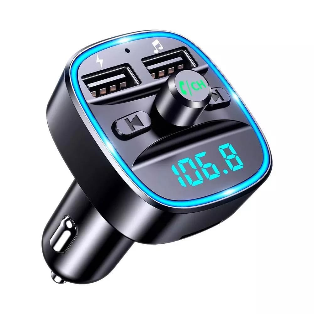 FM Transmitter, Bluetooth Wireless Radio Adapter Car Kit with 2 USB Ports Fast Car Charger MP3 Player Support TF Card & Disk- Wireless Bluetooth 5.0 Radio Adapter Car Kit PD3.0 Type C 20W+QC3.0