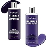 Purple Shampoo & Conditioner Set for Blonde, Silver, Brown, Bleached & Highlighted Hair - Tones Brassiness, Restores Damaged Hair, Deeply Hydrates & Enhances Shine - Color-Safe, 2 x 10.1 oz