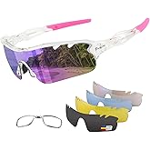BangLong Polarized Sports Sunglasses Cycling Sun Glasses for Men Women with 5 Interchangeable Lenes for Running Driving