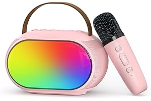 Heroange Kids Karaoke Microphone Machine with Dual Drivers, Toys for 3, 4, 5, 6, 7, 8, 9, 10, 11, 12+ Kids, Christmas Birthday Gift for 3-12 Years Old Girls Boy Teens Adults Toddlers Party (Pink)