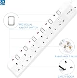 PARTH 6 Way Surge Protected Extension Lead 3m Cable Individual Switches UK view 7